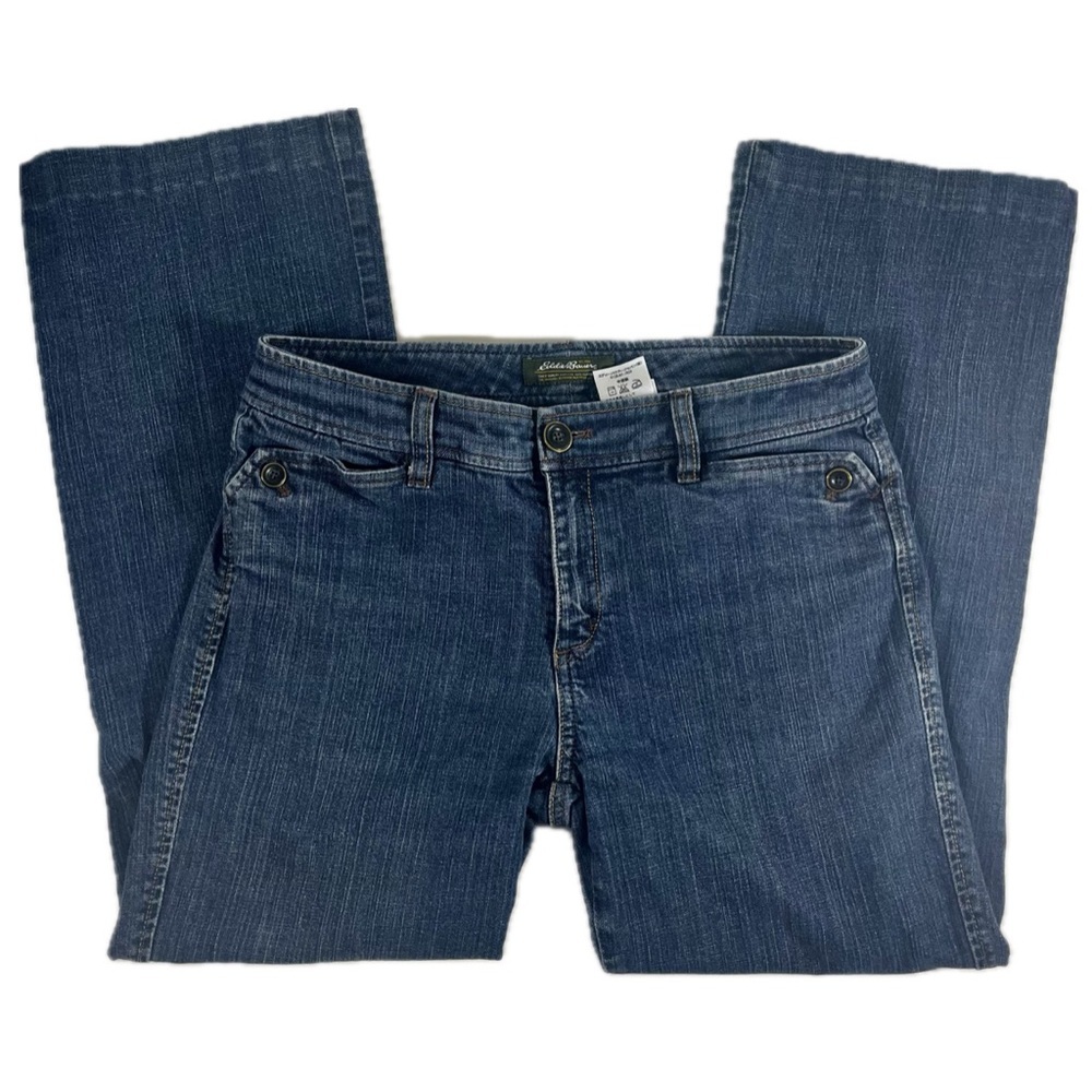 Eddie Bauer Jeans Womens 6 Blue Straight Leg  Medium Wash Button Detail 4163